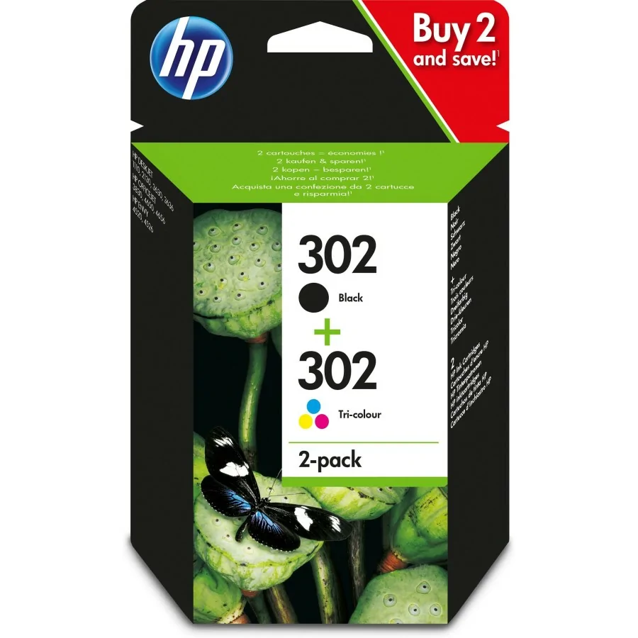 HP Paquete de ahorro de 2 cartuchos de tinta original 302