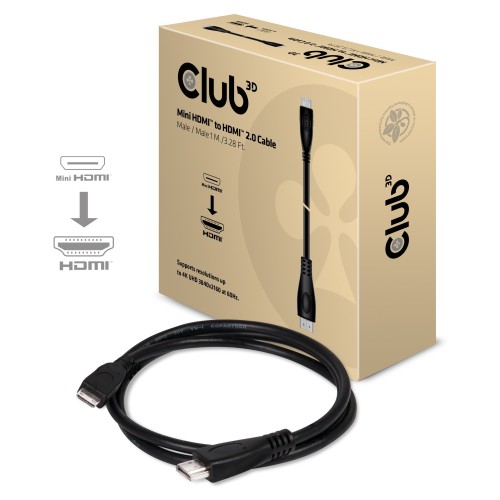 CLUB3D Mini HDMI™ a HDMI™ 2.0 4K60Hz Cable 1Metro