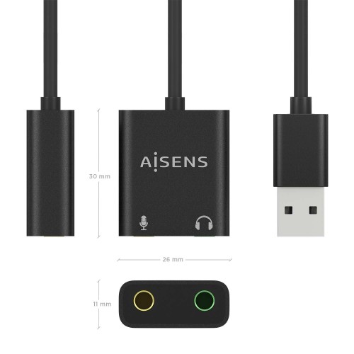 AISENS Conversor USB-A a Audio 48KHz, USB-A/M-2xJack 3.5/H