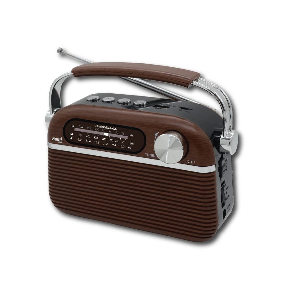 RADIO SAMI RS-11808 AC/DC 3B USB BT MICRI AUX MADERA