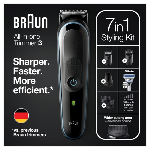 Braun All-in-one MGK3342 Batería 2,1 cm Negro, Azul