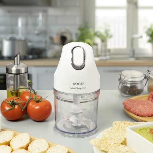 Sogo MAXCHOP 100 picadora eléctrica de alimentos 0,5 L 100 W Transparente, Blanco