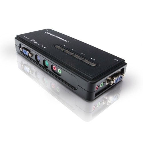 Conceptronic 4 puertos PS2 KVM Switch con audio