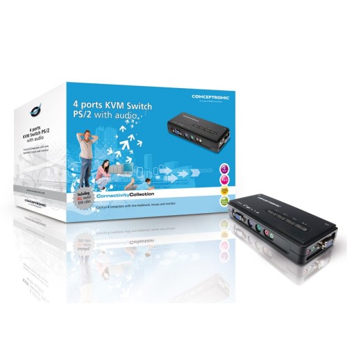 Conceptronic 4 puertos PS2 KVM Switch con audio Conceptronic 4 puertos PS2 KVM Switch con audio