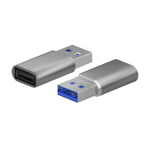 AISENS Mini Adaptador USB 3.2 Gen2 USB 2.0 3A, Tipo USB-C H-A M, Gris