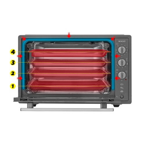 Sogo HOR-SS-10570 horno tostador 70 L 1840 W Negro Parrilla