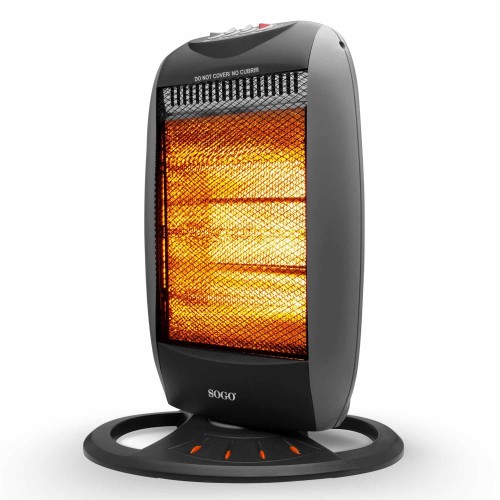 Sogo CAL-SS-18223 calefactor eléctrico Interior Negro, Gris 1200 W Calefactor eléctrico halógeno