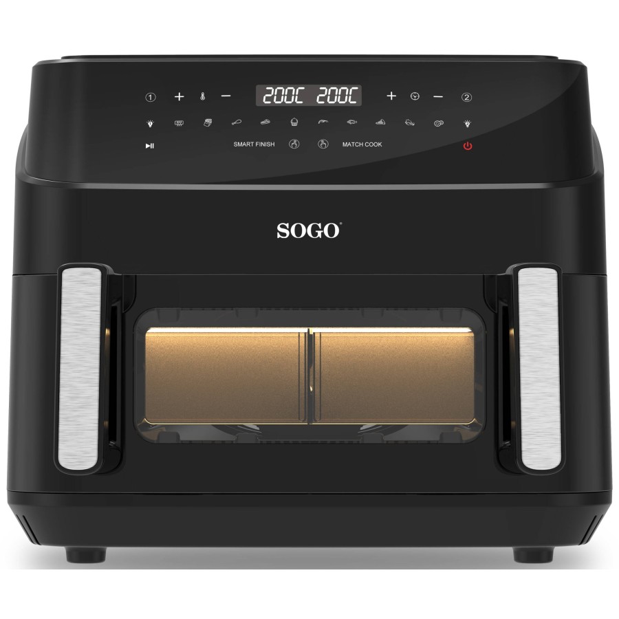 Sogo FRE-SS-10895 freidora Doble 10,5 L Independiente 2600 W Freidora de aire caliente Negro