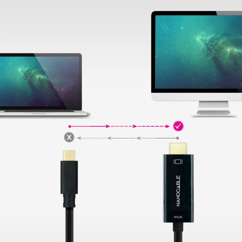 Nanocable Cable Conversor USB-C a HDMI 1.4 4K@30HZ 1.8 m, Negro