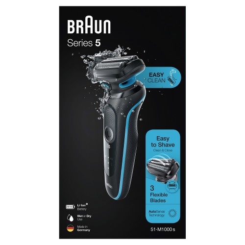 Braun Series 5 51-M1000s Máquina de afeitar de láminas Negro, Azul