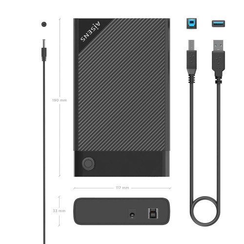 AISENS Caja Externa 3.5" ASE-3529B SATA A USB 3.0 USB3.1 Gen1, Negra