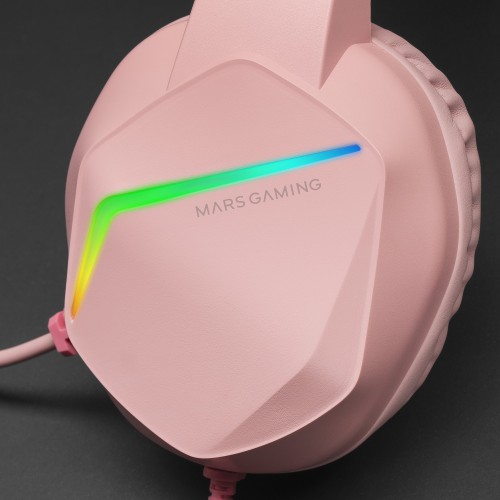 Mars Gaming MH122 Rosa, Cascos Gaming FRGB Over Ear con Micrófono, Sonido HiFi, Cancelación de Sonido, Ultraligeros, PS4 PS5
