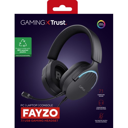 Trust GXT 490 FAYZO Auriculares Alámbrico Diadema Juego USB tipo A Negro