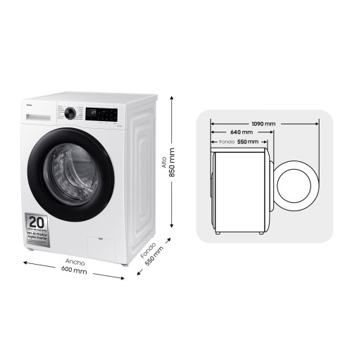 Samsung Lavadora 11kg AI Ecobubble Blanca, Clasificación Energética A WW11DG5B25AEEC Samsung Lavadora 11kg AI Ecobubble Blanca, Clasificación Energética A WW11DG5B25AEEC